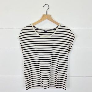 Theory Black and White Striped T-Shirt Size S